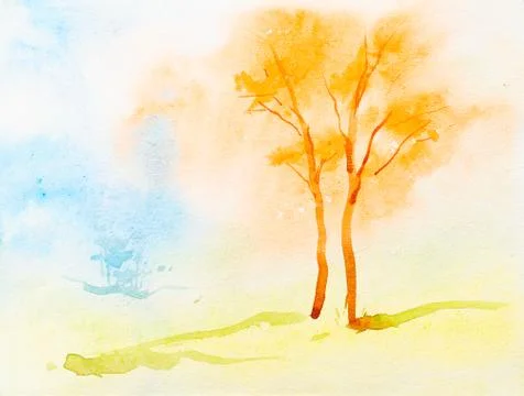 Watercolour on paper Stock Illustration