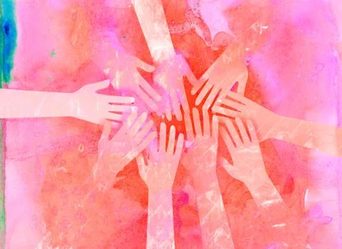 Watercolour Reaching Hands Stock-Illustration