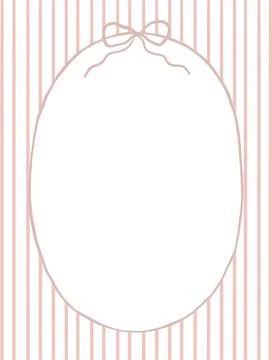 Watercolour striped background with oval empty space decorated with coquette  Stock Illustration