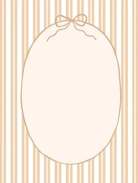 Watercolour striped background with oval empty space with coquette bow for ca Иллюстрация