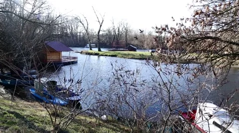 Watercrafts on the river Stock-Footage 49274763
