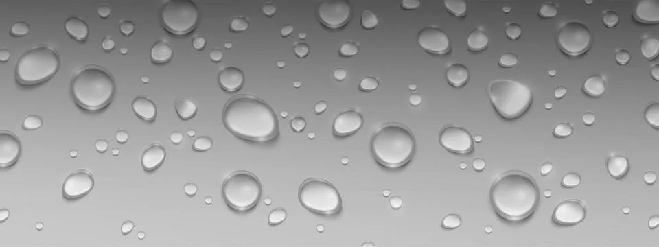 Waterdrop beads on gray surface 库存插图