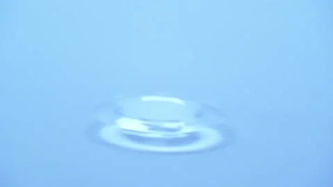 Waterdrop dropping on a surface of water isolated on blue background Stock Footage 237071604