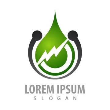 Waterdrop with thunderbolt logo concept design. Symbol graphic template eleme Stock Illustration