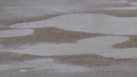 Waterdrops falling on a sandy road Stock Footage 125637231
