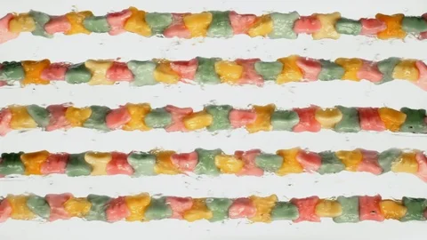 Watered multi-colored jelly sweets, juicy colored chewing marmalade rotating Video stock 126179900