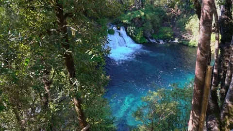 Waterfal in turquoise pool Stock Footage 73249151