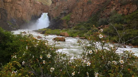 Waterfall "33 parrots", at the same pass. Stock Footage 133864543