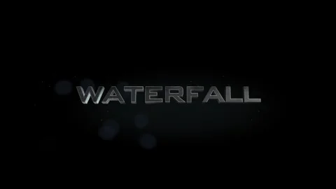 Waterfall 3D title metal text on black alpha channel background Stock Footage 256459017
