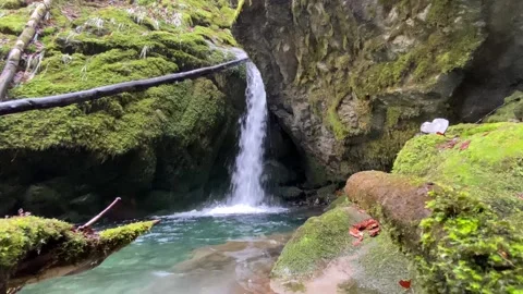 Waterfall at Aberenbach stream or Aberenbachfall waterfall Stock Footage 294900501