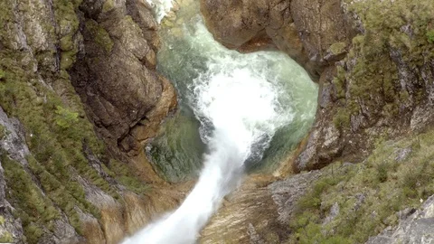Waterfall from above on a cliff Stock Footage 75437682