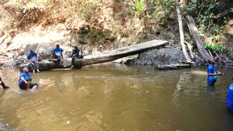 Waterfall Abseiling Stock Footage 146594991