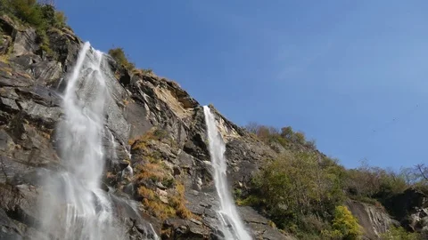 Waterfall Acquafraggia in the Alps Video stock 70474220