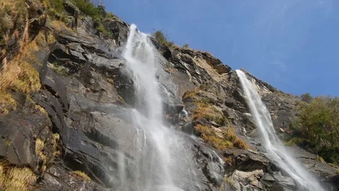 Waterfall Acquafraggia in the Alps Video stock 70474820