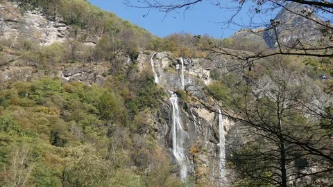 Waterfall Acquafraggia in the Alps Video stock 70475914