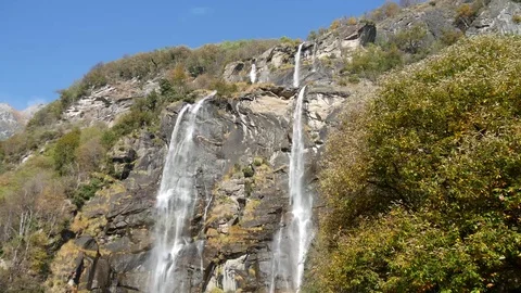 Waterfall Acquafraggia in the Alps Video stock 70477277
