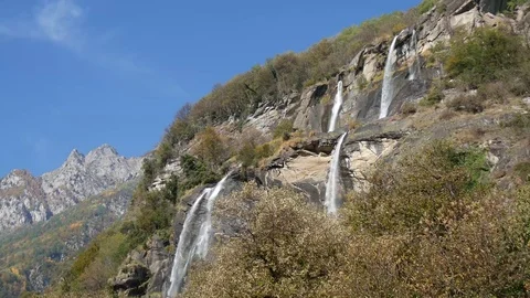 Waterfall Acquafraggia in the Alps Video stock 70477814
