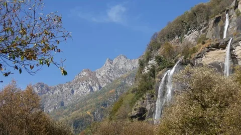 Waterfall Acquafraggia in the Alps Stock Footage 70478207