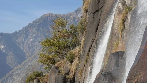 Waterfall Acquafraggia in the Alps Video stock 70478463