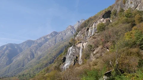 Waterfall Acquafraggia in the Alps Video stock 70480050