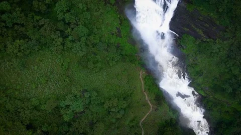 Waterfall Aerial Fly-Through Stock Footage 79428537