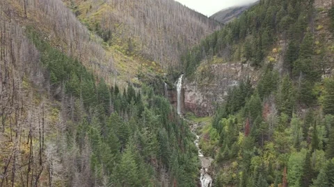 Waterfall in Alberta, Canada with Forward Push Stock Footage 345672068