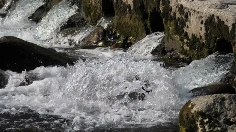 Waterfall along river Brembo Stock Footage 131297358
