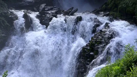 Waterfall on alpine mountain Stock Footage 82354455