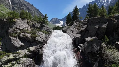 Waterfall in Altai Stock Footage 344865145