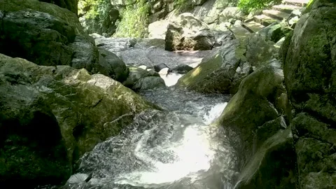 Waterfall Amazing nature view on the waterfall surrounded stones nature beauty Stock Footage 167357327