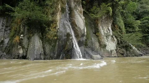 Waterfall on the amazon river, slow motion Stock Footage 60033958