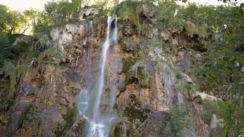 Waterfall Amidst Green Forest Stock Footage 293181538