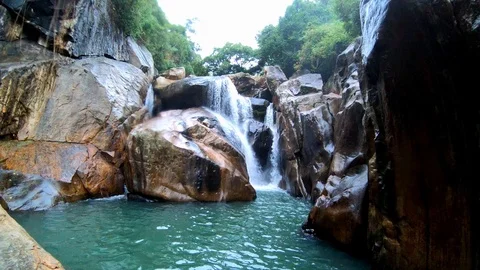 A waterfall among the jungle Stock Footage
