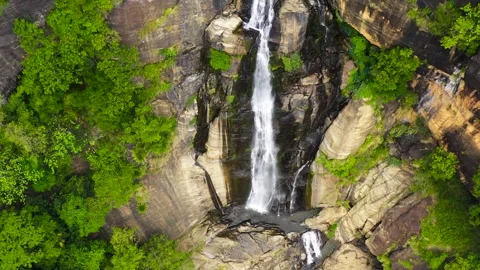 Waterfall among the rainforest and vegetation. Rawana Falls. Stock Footage 306072486