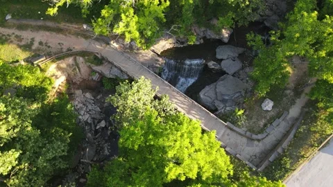 Waterfall and bridge Stock Footage 132584018