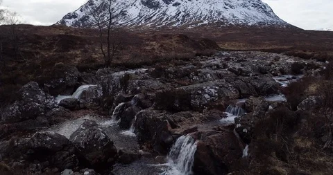 Waterfall and buachaille Stock Footage 97054230