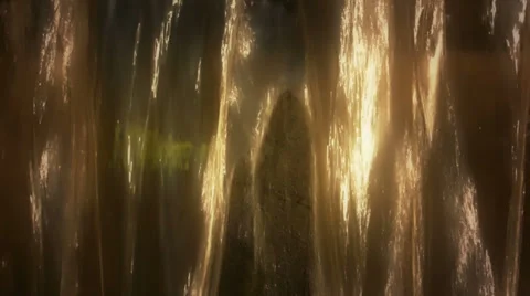 Waterfall and Light Reflection. Stock Footage 34663380