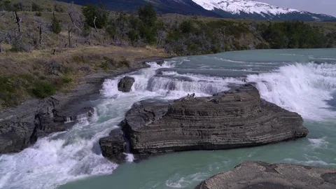 Waterfall and mountain Stock Footage 73248923