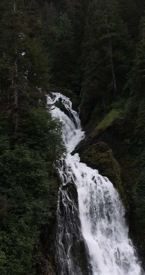 Waterfall to a and Ocean Alaska Stock Footage 239862388