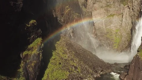 A Waterfall and a Rainbow Stock Footage 124289274