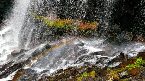 Waterfall and Rainbow Foto stock