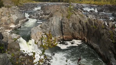 Waterfall and rapids at Great Falls Virginia 2.mp4 Stock Footage 43003322