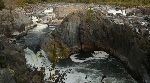 Waterfall and rapids at Great Falls Virginia 1.mp4 Stock Footage 43003341