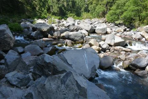 Waterfall and river in Santiago, Chile 库存照片