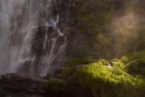 Waterfall and spotlight Stock Photos