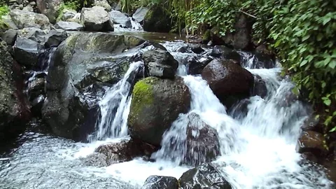 Waterfall  and stream on the small river mountain, nature landscape Stock-Footage 124773933