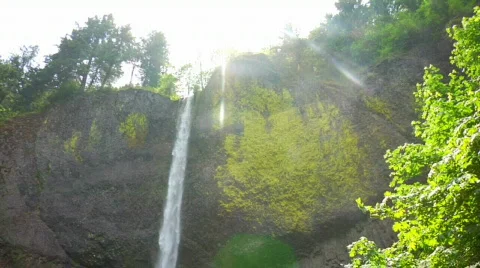 Waterfall and Stream Tilt Down Stock Footage
