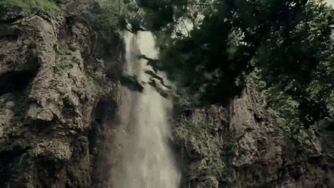 Waterfall and with strong wind Stock Footage 77165355