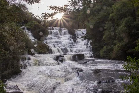 Waterfall and the sunset 写真素材