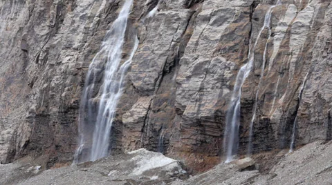 Waterfall from Angel Glacier on Mount Edith Cavell Video stock 31831844